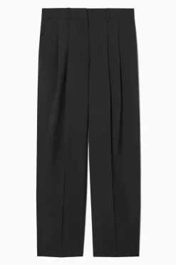 Sale COS RELAXED TAILORED WOOL WIDE-LEG PANTS BLACK