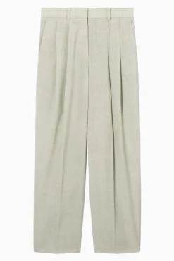 Sale COS RELAXED TAILORED WOOL WIDE-LEG PANTS LIGHT BEIGE