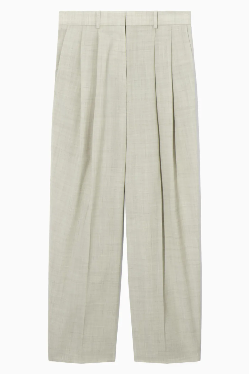 Sale COS RELAXED TAILORED WOOL WIDE-LEG PANTS LIGHT BEIGE