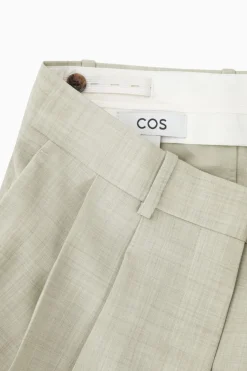 Sale COS RELAXED TAILORED WOOL WIDE-LEG PANTS LIGHT BEIGE