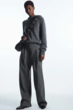 Sale COS RELAXED TAILORED WOOL WIDE-LEG PANTS GRAY MÉLANGE