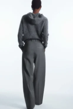 Sale COS RELAXED TAILORED WOOL WIDE-LEG PANTS GRAY MÉLANGE