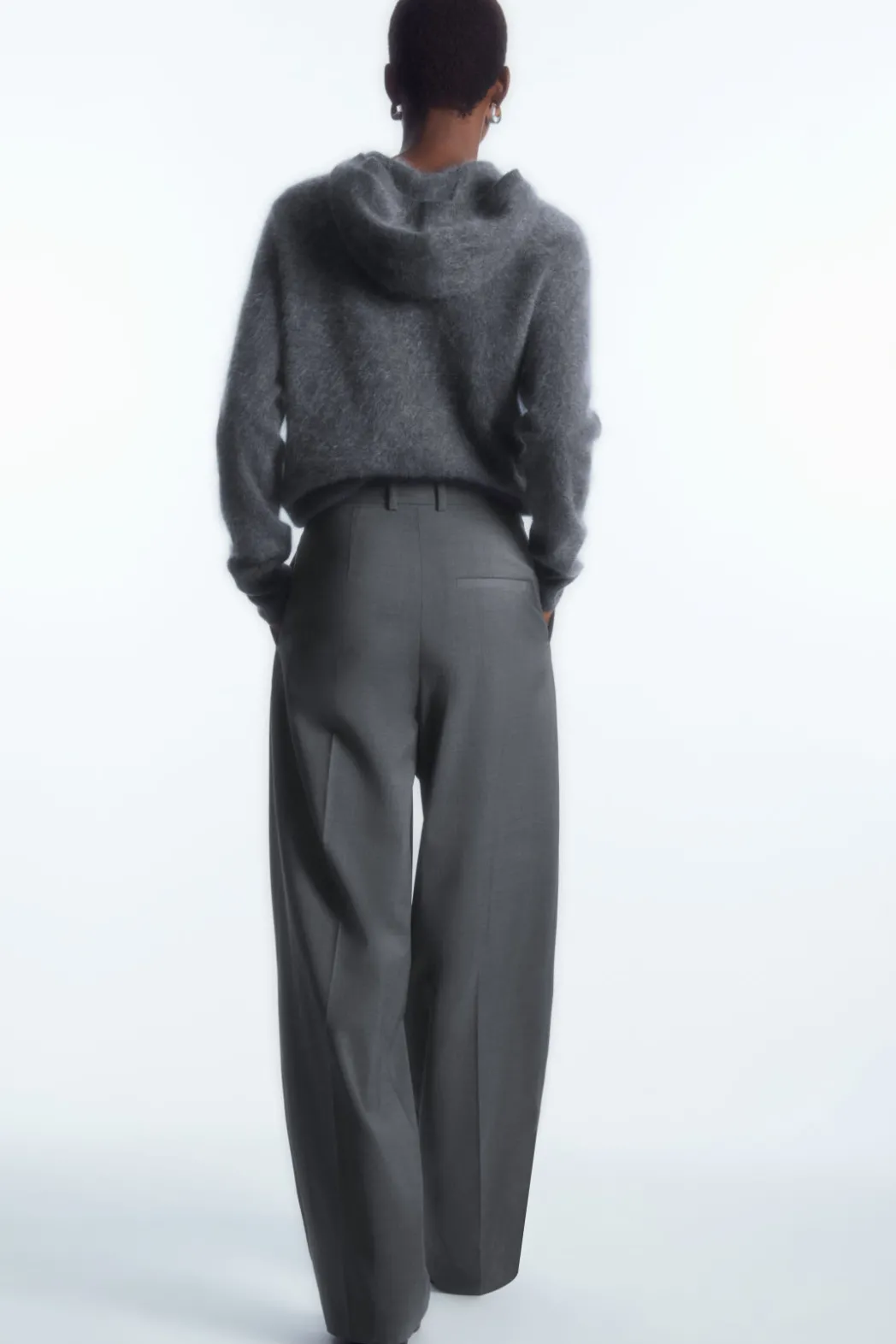 Sale COS RELAXED TAILORED WOOL WIDE-LEG PANTS GRAY MÉLANGE