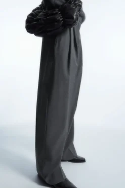 Sale COS RELAXED TAILORED WOOL WIDE-LEG PANTS GRAY MÉLANGE