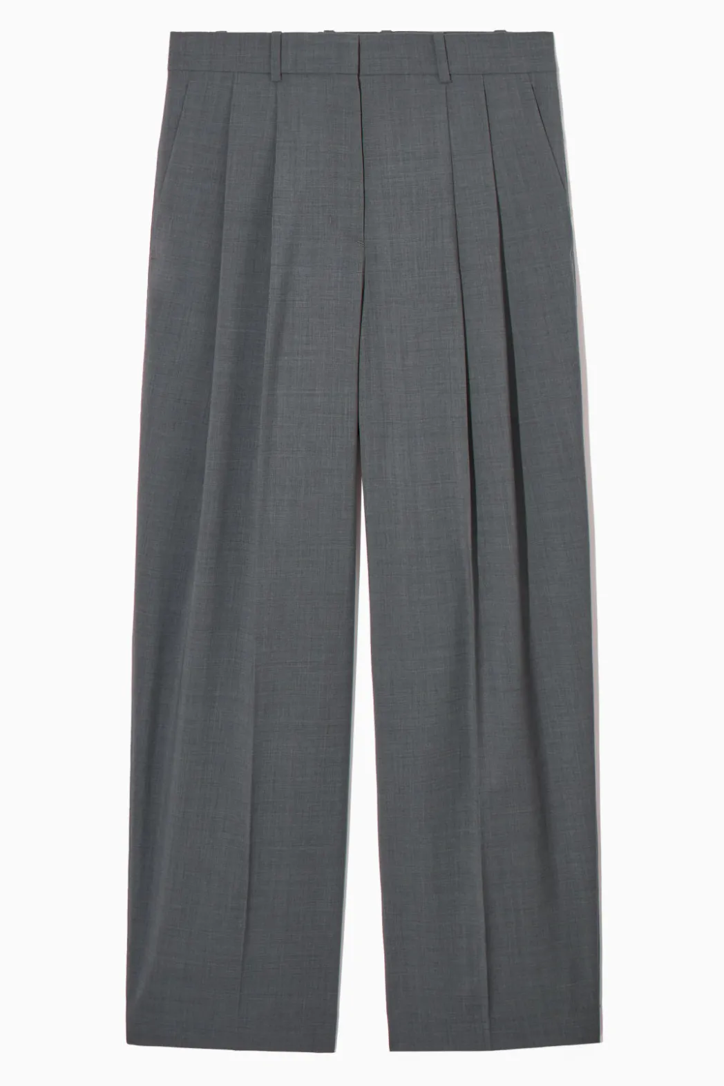 Sale COS RELAXED TAILORED WOOL WIDE-LEG PANTS GRAY MÉLANGE