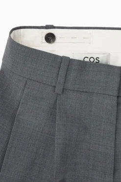 Sale COS RELAXED TAILORED WOOL WIDE-LEG PANTS GRAY MÉLANGE