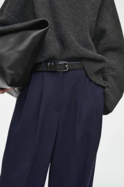 Online COS RELAXED TAILORED WOOL WIDE-LEG PANTS NAVY