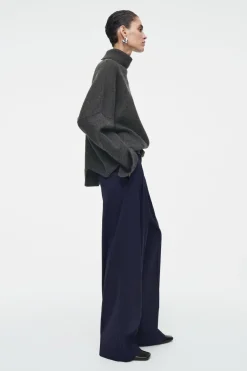 Online COS RELAXED TAILORED WOOL WIDE-LEG PANTS NAVY