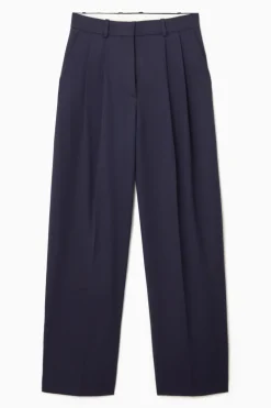 Online COS RELAXED TAILORED WOOL WIDE-LEG PANTS NAVY