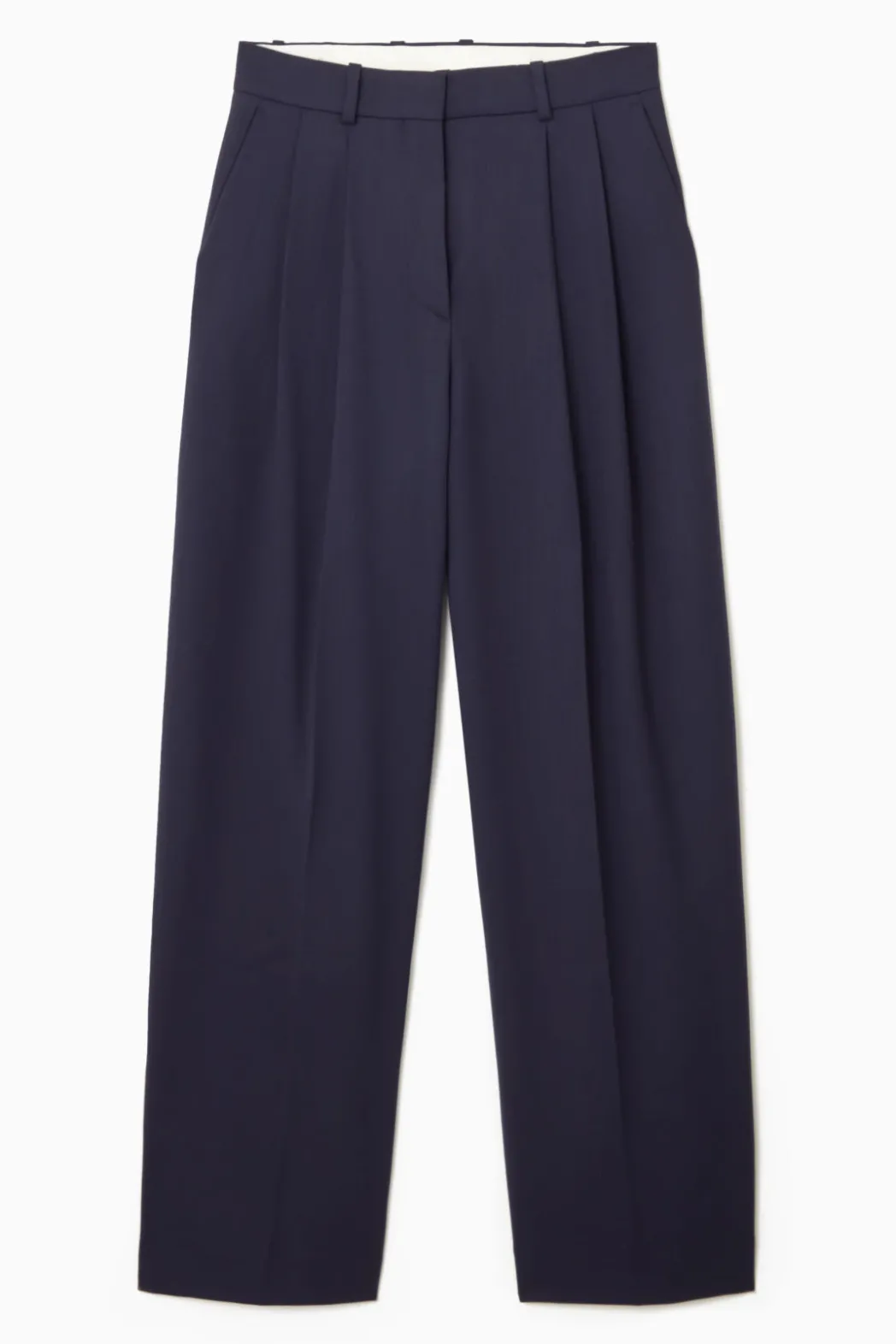 Online COS RELAXED TAILORED WOOL WIDE-LEG PANTS NAVY