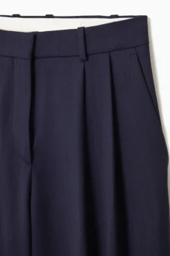 Online COS RELAXED TAILORED WOOL WIDE-LEG PANTS NAVY
