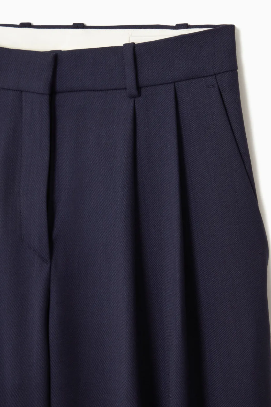 Online COS RELAXED TAILORED WOOL WIDE-LEG PANTS NAVY