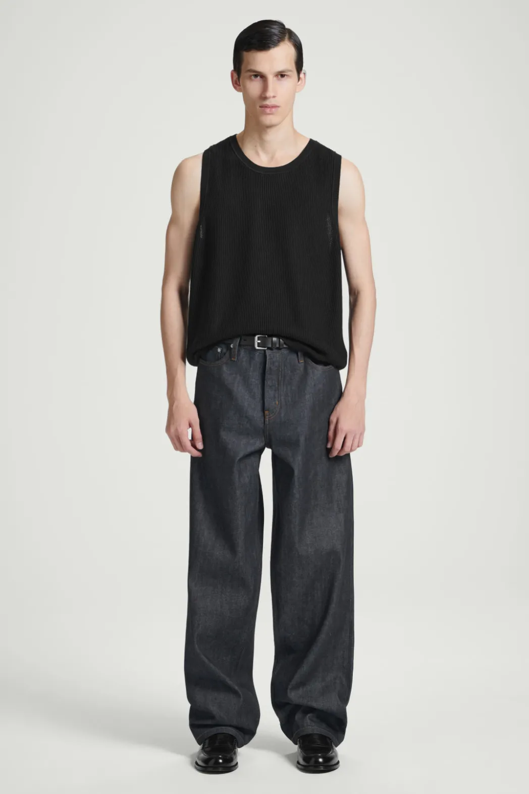 Clearance COS RELAXED TEXTURED-KNIT COTTON TANK BLACK