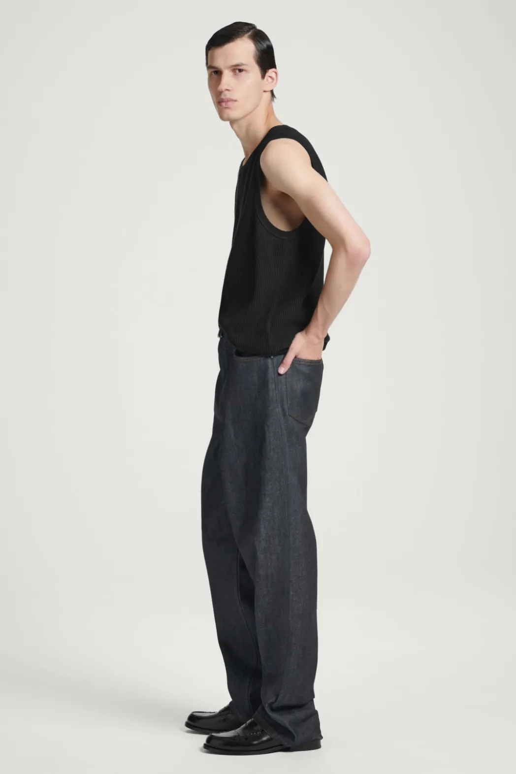 Clearance COS RELAXED TEXTURED-KNIT COTTON TANK BLACK