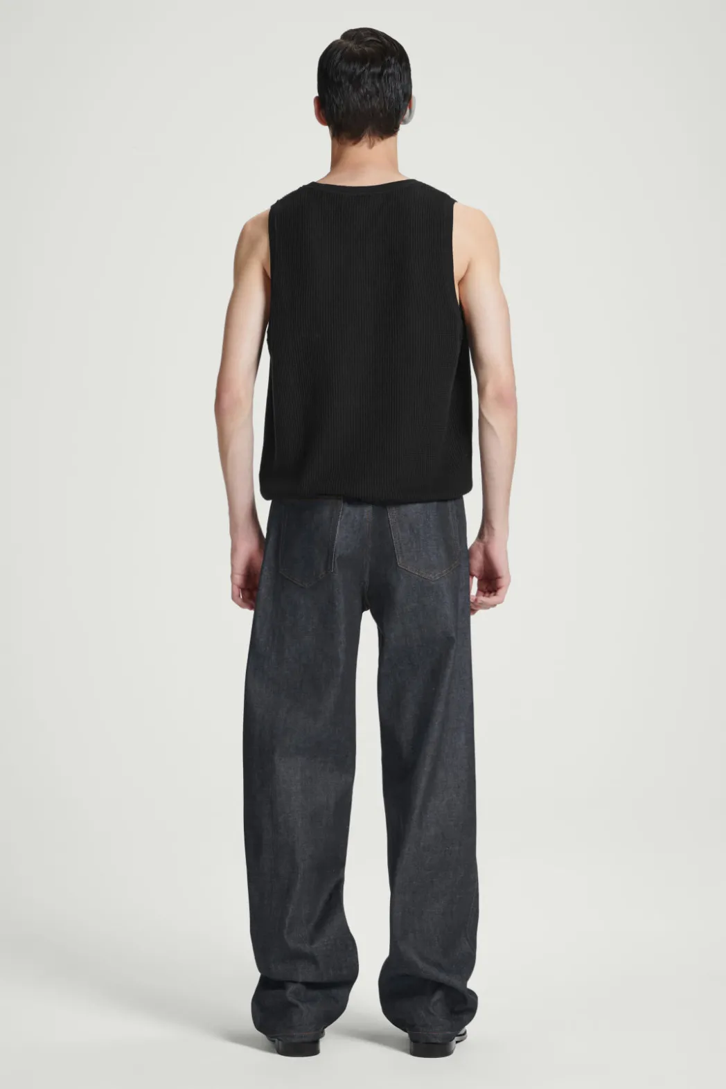 Clearance COS RELAXED TEXTURED-KNIT COTTON TANK BLACK