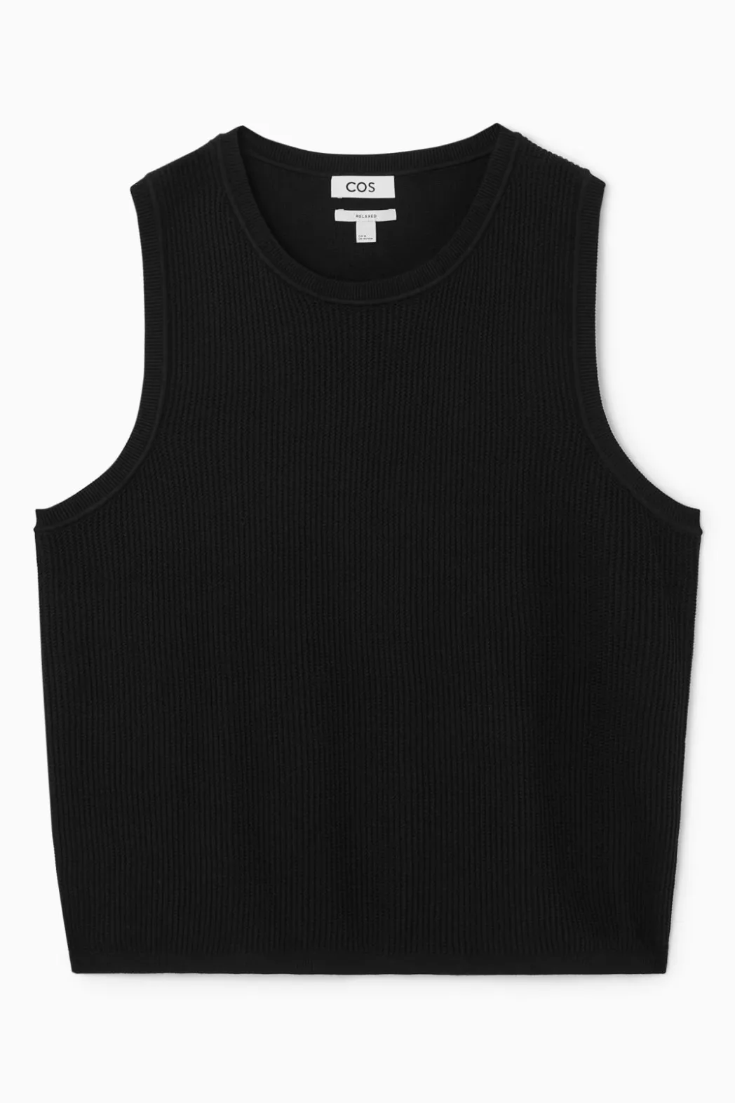 Clearance COS RELAXED TEXTURED-KNIT COTTON TANK BLACK