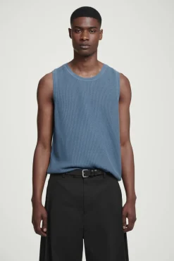 Online COS RELAXED TEXTURED-KNIT COTTON TANK STEEL BLUE