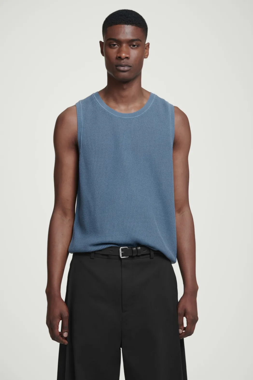 Online COS RELAXED TEXTURED-KNIT COTTON TANK STEEL BLUE