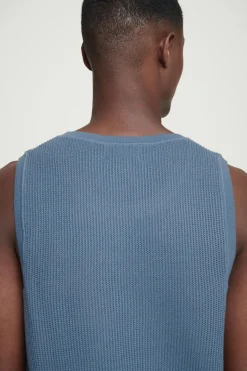 Online COS RELAXED TEXTURED-KNIT COTTON TANK STEEL BLUE