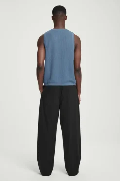 Online COS RELAXED TEXTURED-KNIT COTTON TANK STEEL BLUE
