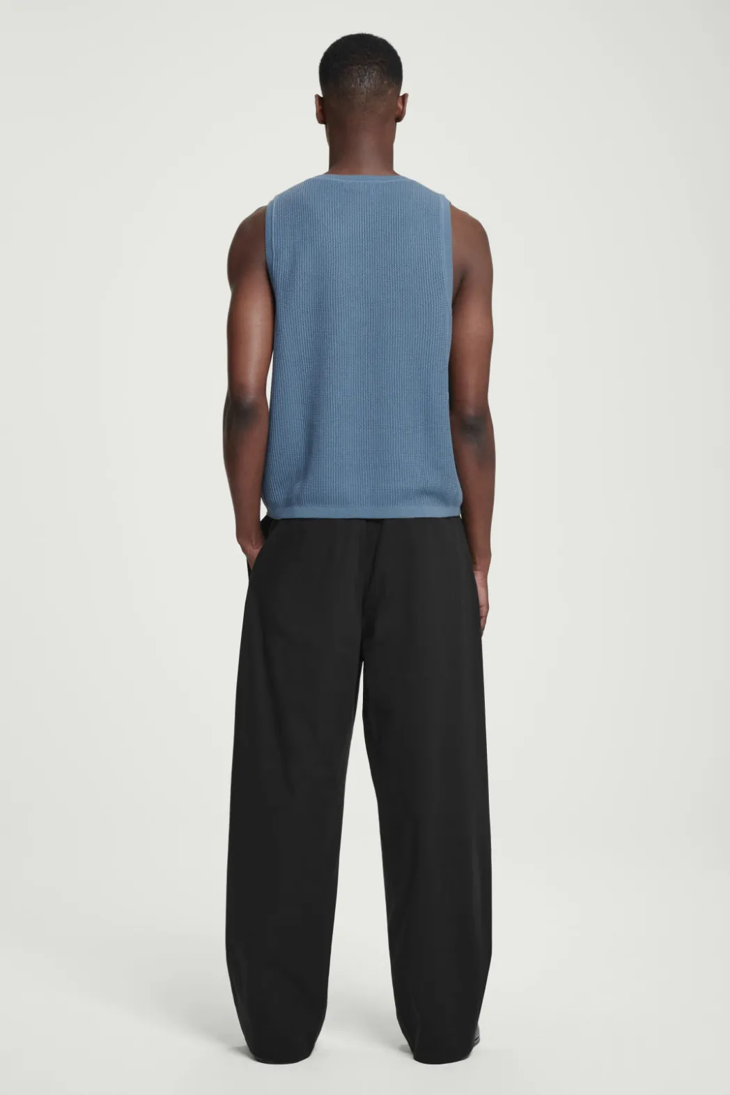 Online COS RELAXED TEXTURED-KNIT COTTON TANK STEEL BLUE