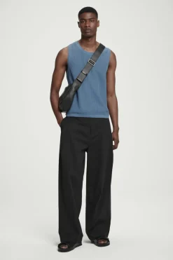 Online COS RELAXED TEXTURED-KNIT COTTON TANK STEEL BLUE