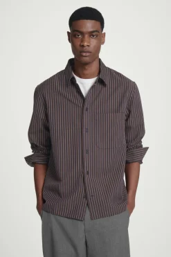 Best COS RELAXED TWILL SHIRT BROWN / STRIPED