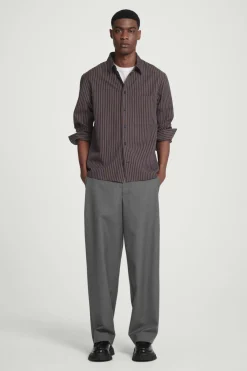 Best COS RELAXED TWILL SHIRT BROWN / STRIPED