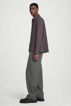 Best COS RELAXED TWILL SHIRT BROWN / STRIPED