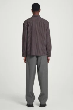 Best COS RELAXED TWILL SHIRT BROWN / STRIPED
