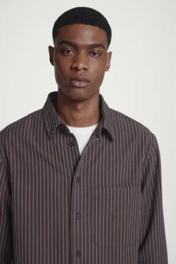 Best COS RELAXED TWILL SHIRT BROWN / STRIPED
