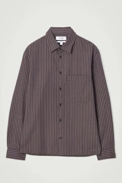 Best COS RELAXED TWILL SHIRT BROWN / STRIPED