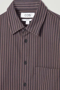 Best COS RELAXED TWILL SHIRT BROWN / STRIPED