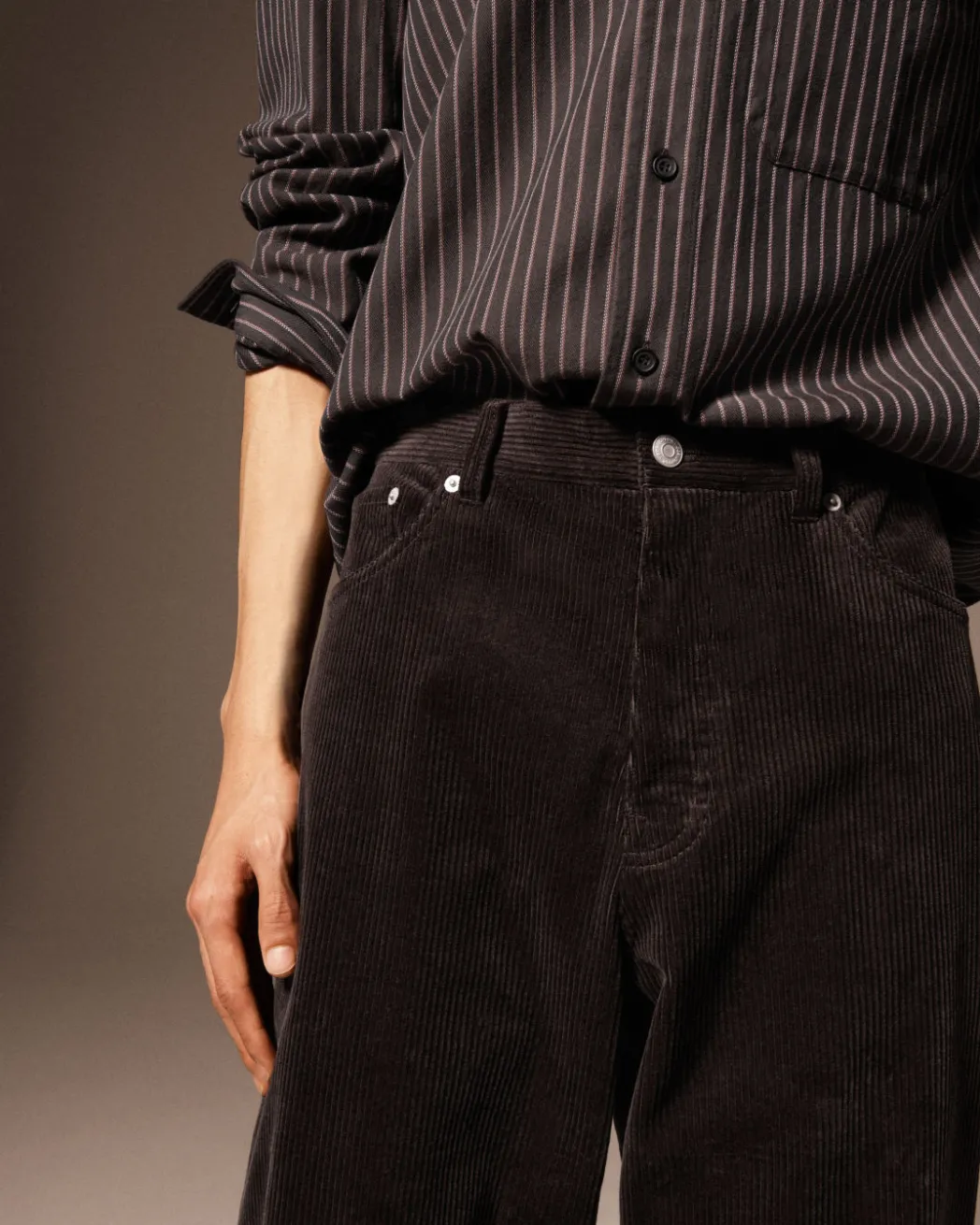 Best COS RELAXED TWILL SHIRT BROWN / STRIPED