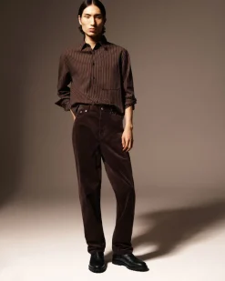 Best COS RELAXED TWILL SHIRT BROWN / STRIPED