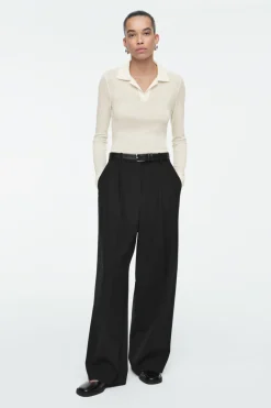 Clearance COS RELAXED TWILL WIDE-LEG PANTS BLACK