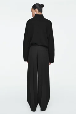 Clearance COS RELAXED TWILL WIDE-LEG PANTS BLACK