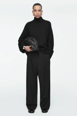 Clearance COS RELAXED TWILL WIDE-LEG PANTS BLACK