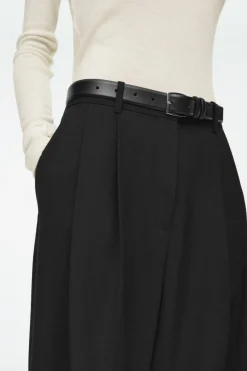 Clearance COS RELAXED TWILL WIDE-LEG PANTS BLACK
