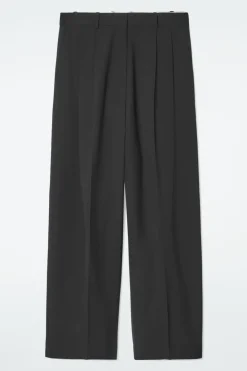 Clearance COS RELAXED TWILL WIDE-LEG PANTS BLACK