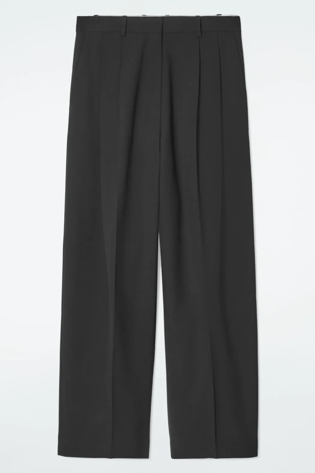 Clearance COS RELAXED TWILL WIDE-LEG PANTS BLACK