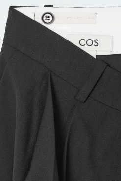 Clearance COS RELAXED TWILL WIDE-LEG PANTS BLACK