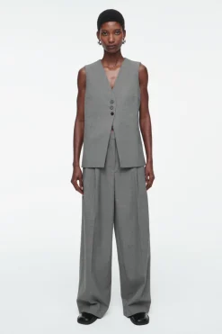 Discount COS RELAXED TWILL WIDE-LEG PANTS GRAY