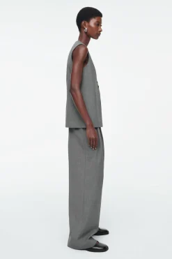 Discount COS RELAXED TWILL WIDE-LEG PANTS GRAY