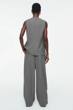 Discount COS RELAXED TWILL WIDE-LEG PANTS GRAY