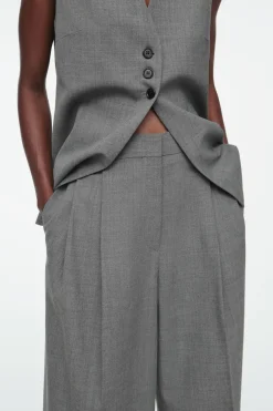 Discount COS RELAXED TWILL WIDE-LEG PANTS GRAY