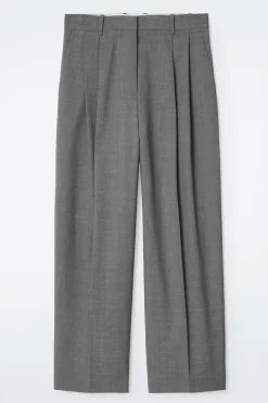Discount COS RELAXED TWILL WIDE-LEG PANTS GRAY