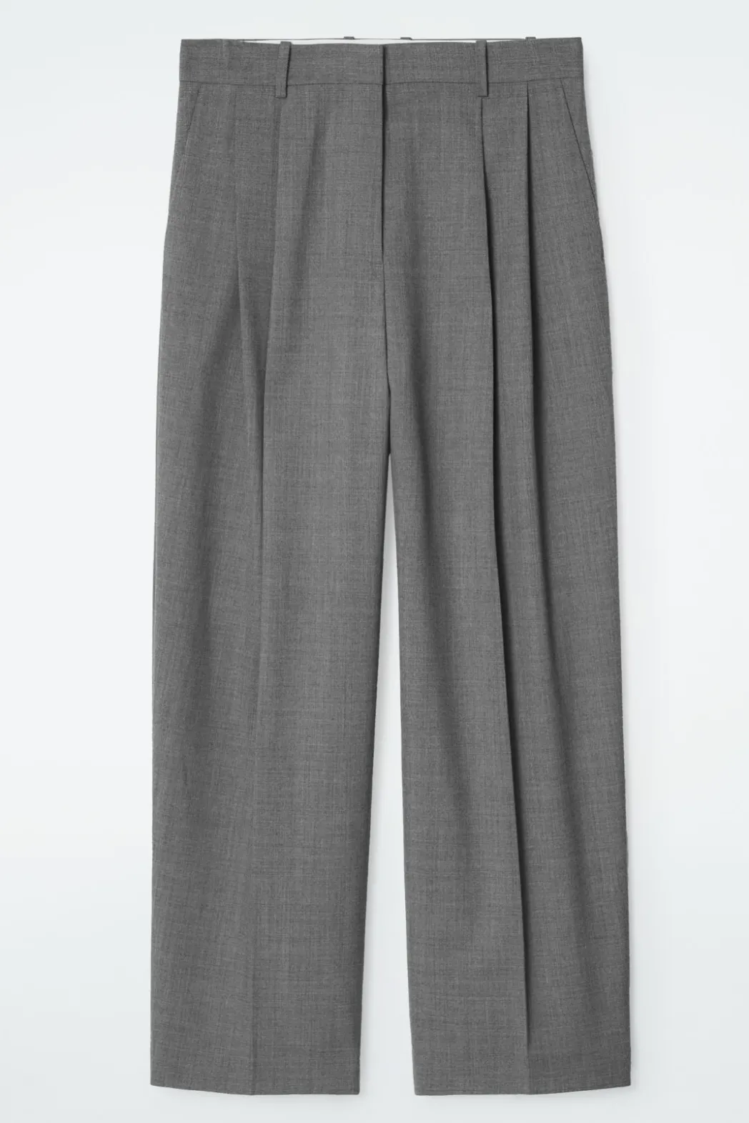 Discount COS RELAXED TWILL WIDE-LEG PANTS GRAY