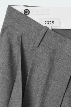 Discount COS RELAXED TWILL WIDE-LEG PANTS GRAY