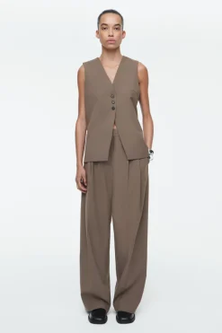 Online COS RELAXED TWILL WIDE-LEG PANTS MOLE